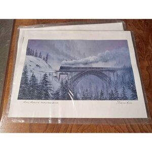 Fraser E. Hine 'Misty Mountain' – Limited Edition Signed Train Bridge Print
